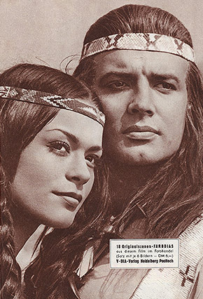  Ншо-Чи (Мари Версини) и Пьер Брис (Виннету) на съемках  фильма -Виннету I- (1963) 